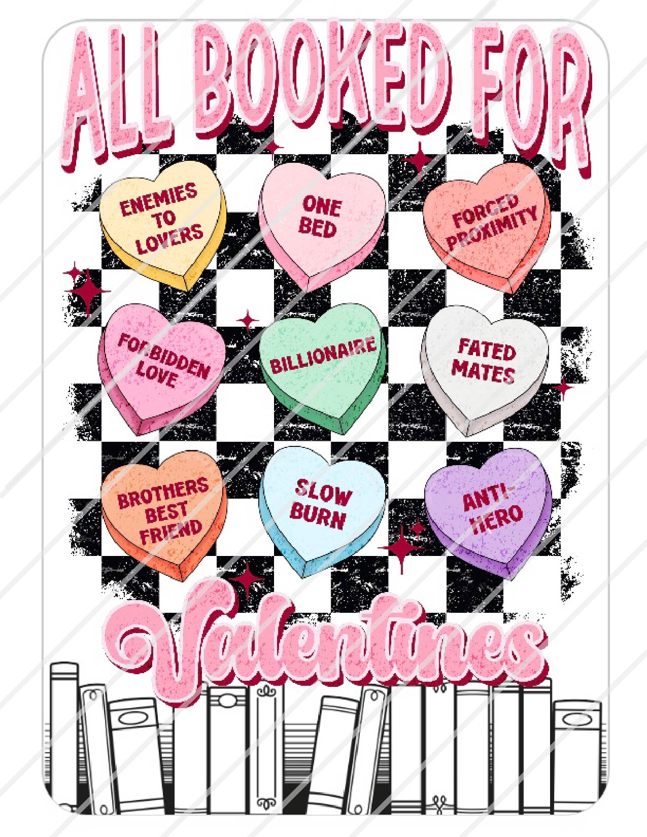 Romance Book Convo Hearts Valentine Kindle Sticker Insert