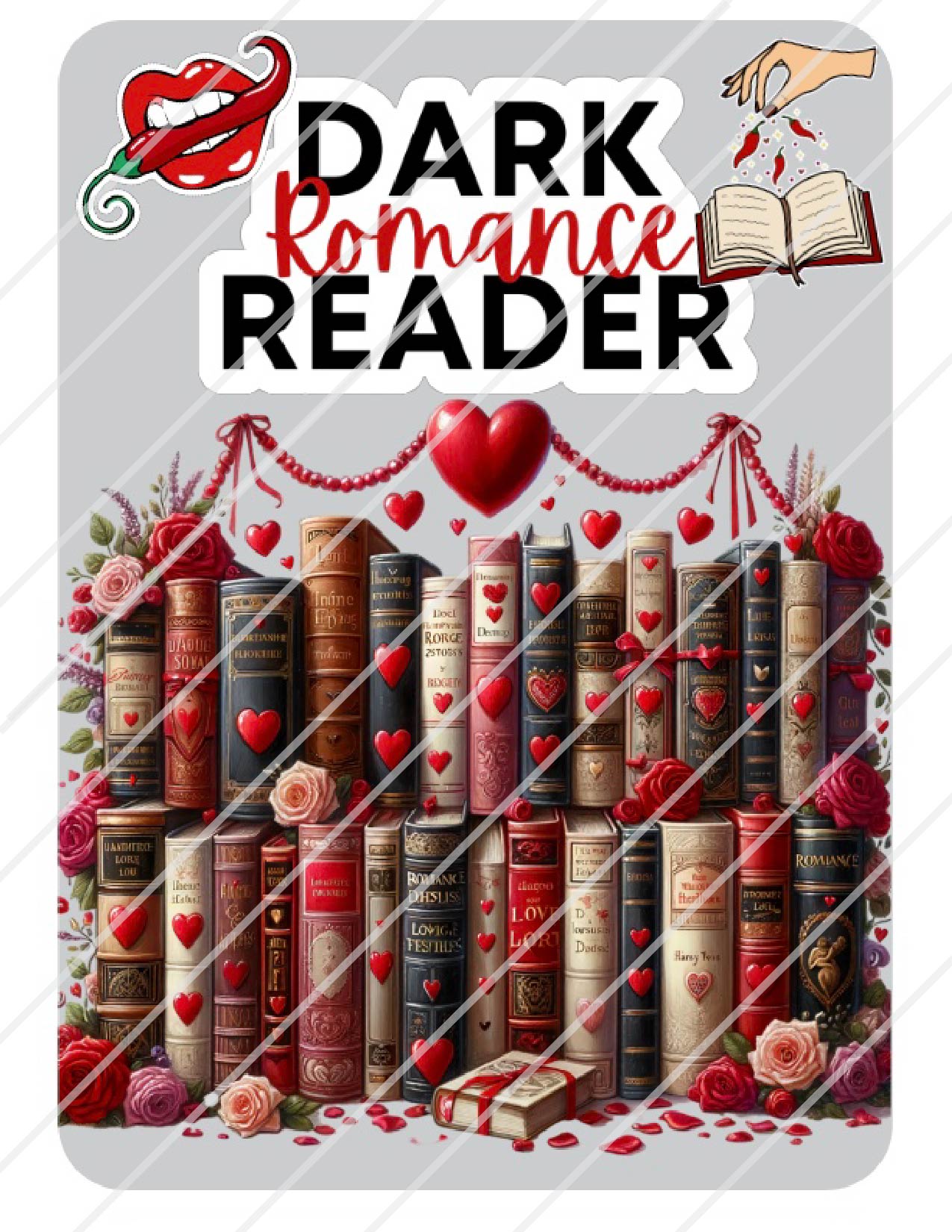 Dark Romance Reader Valentine Kindle Sticker Insert