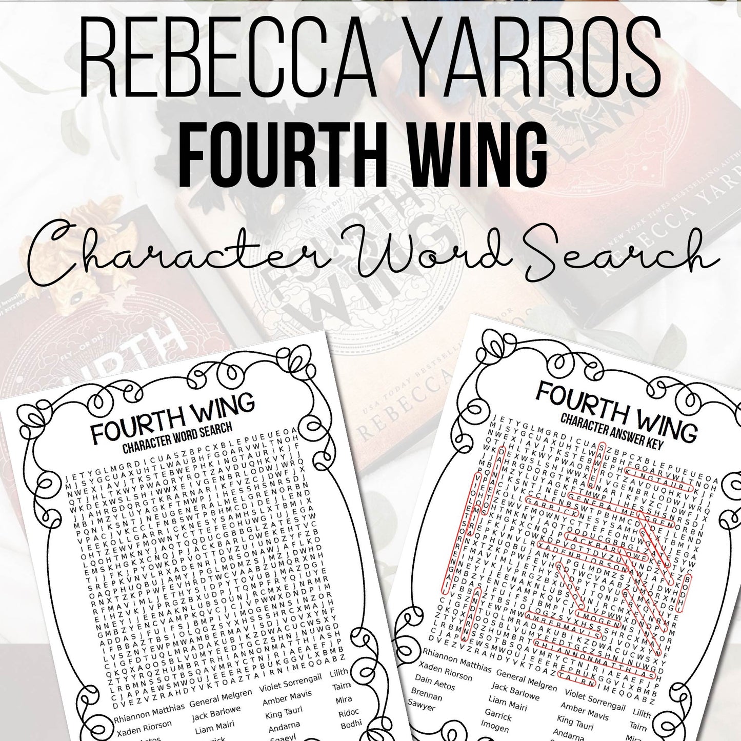 Fourth Wing Character Word Search